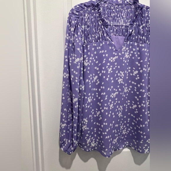Like New Large Purple and White Print Sheer Top - Picture 4 of 13